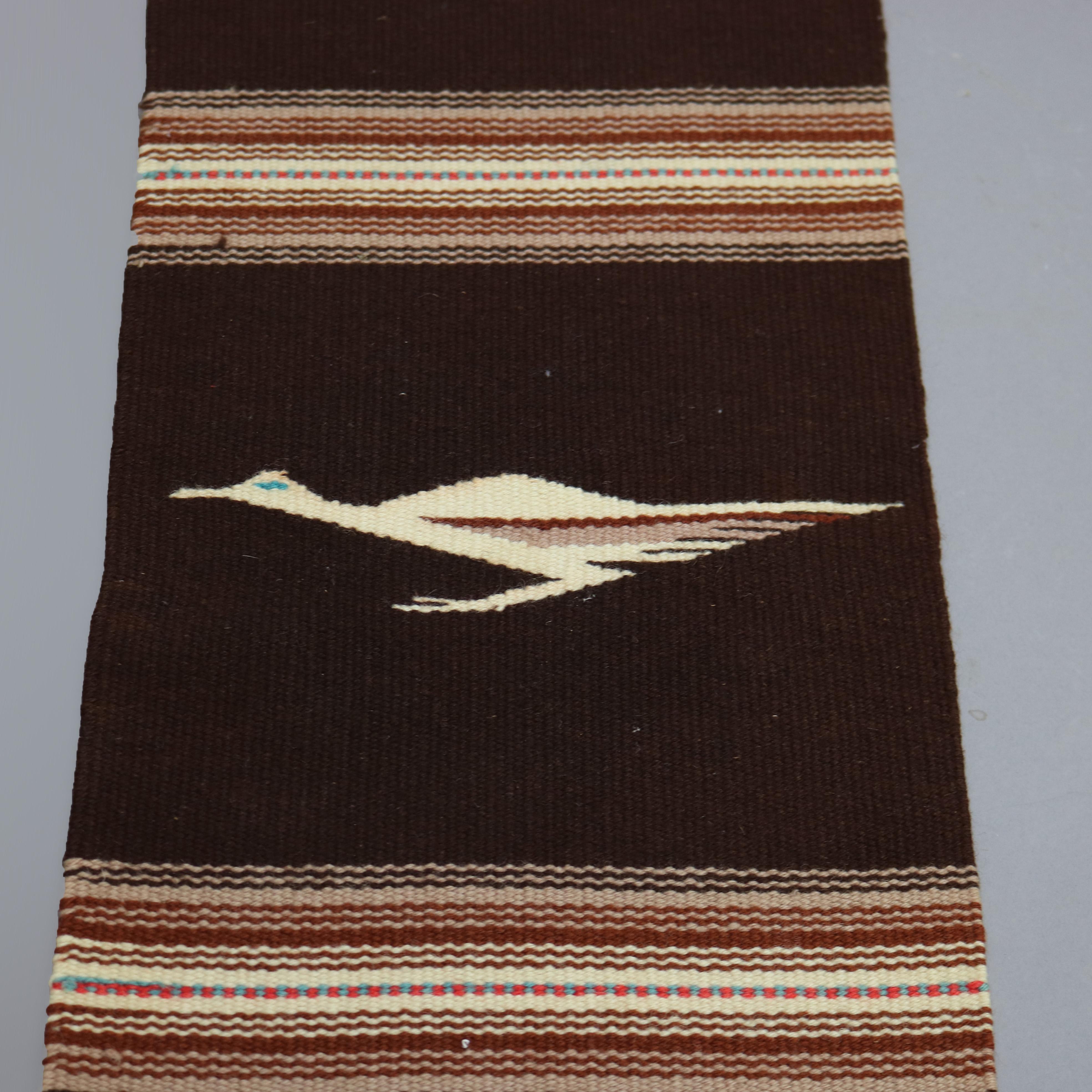 Two Southwest Native American Indian Navajo Style Wool Rugs with Birds 20th C In Good Condition For Sale In Big Flats, NY