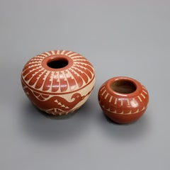 Two Southwestern Native American Redware Pueblo Pottery Signed Bowls 20thC