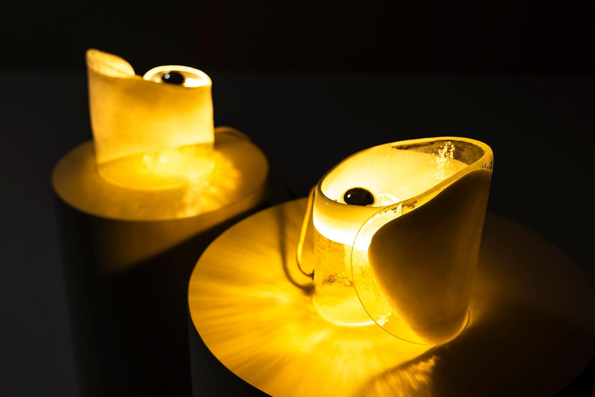 Zwei spiralförmige Tischlampen aus Muranoglas von La Murrina, Italien 1960er Jahre im Zustand „Gut“ im Angebot in Hellouw, NL