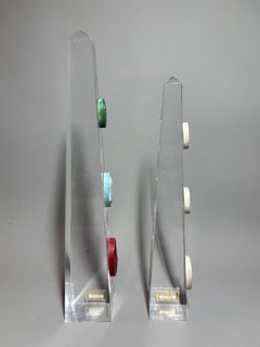 Two Spisani Italian Lucite Obelisks with Classical Intaglios, circa 1970s