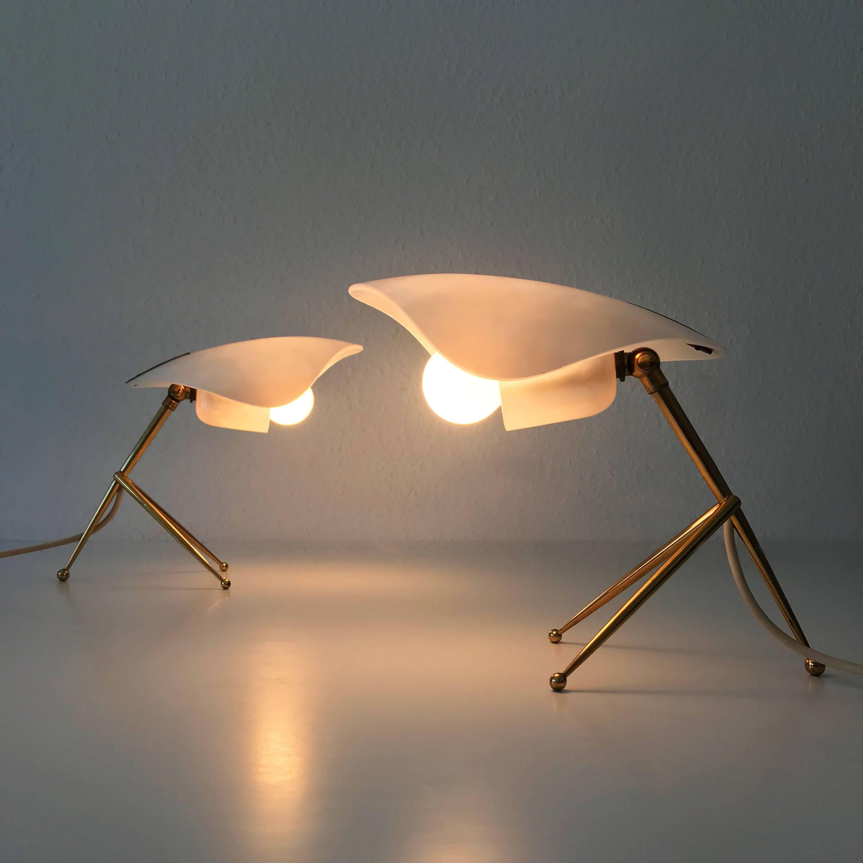 Brass Two Sputnik Table Lamps by Kaiser Leuchten, 1950, Germany