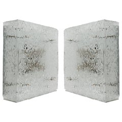 Quadratische Kalmar-Leuchten oder Wandleuchten aus strukturiertem Glas 'Hippolyt', 1960er Jahre