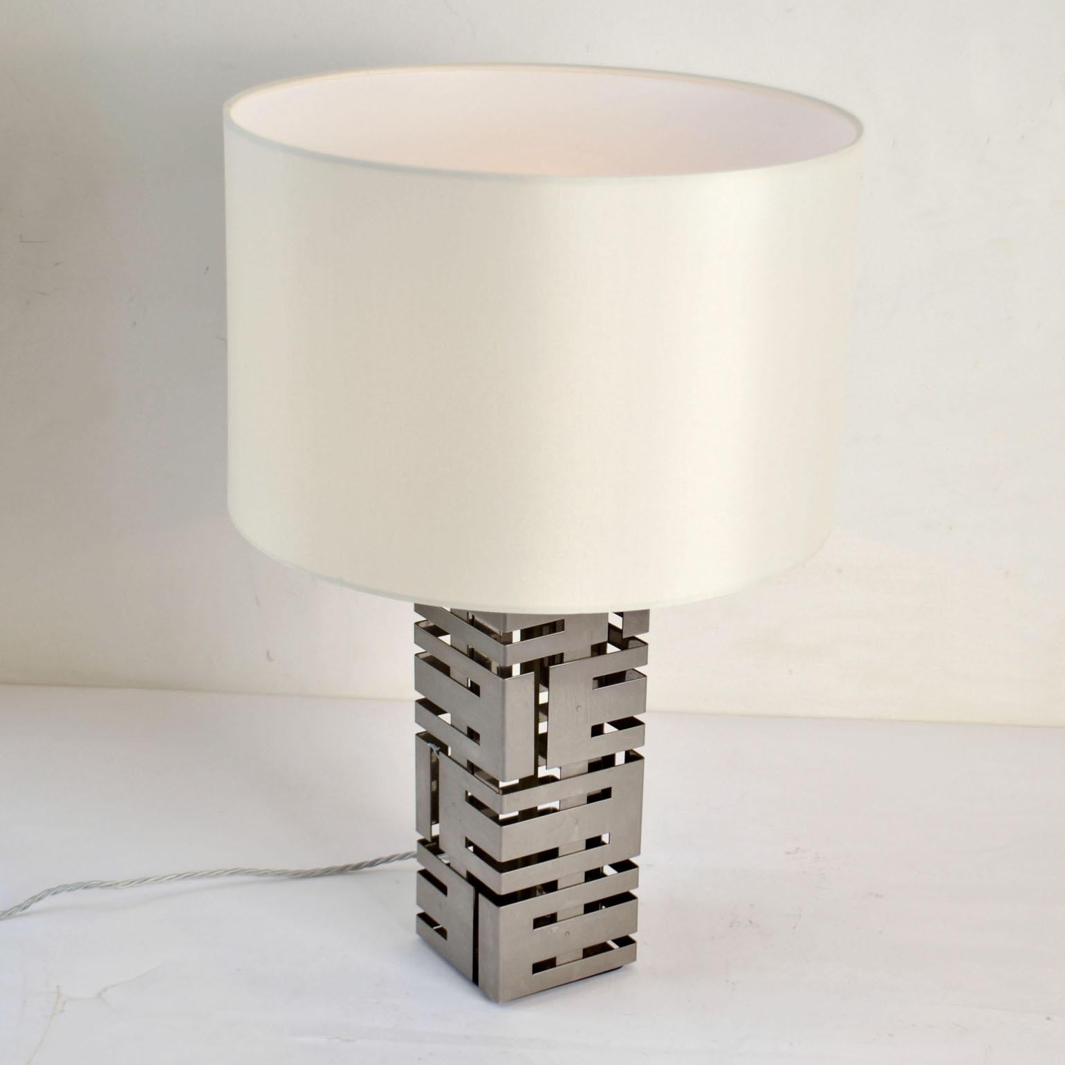 Two Square Stainless Steel Table Lamps by Laurel Company 4