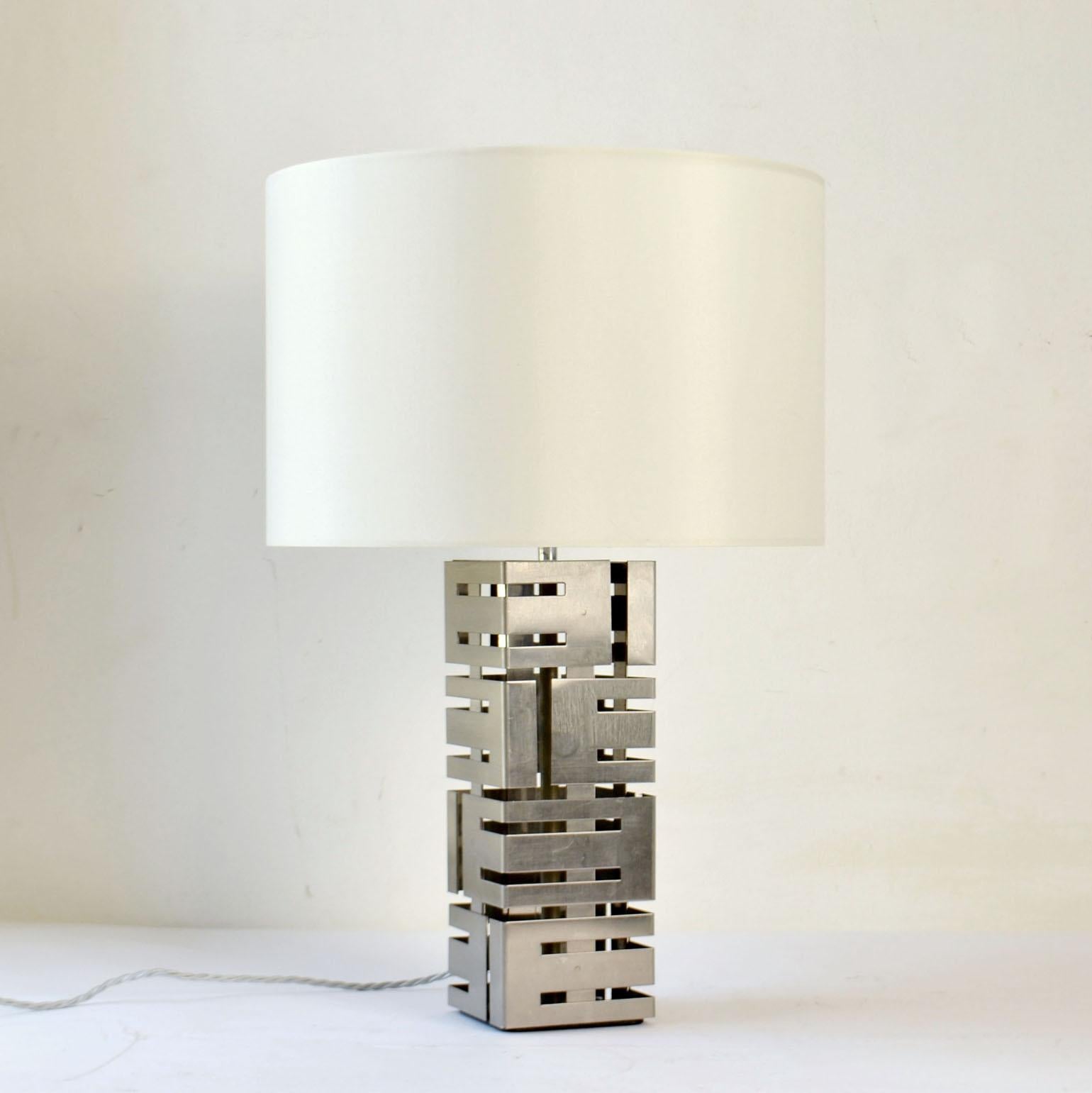 Two Square Stainless Steel Table Lamps by Laurel Company 5