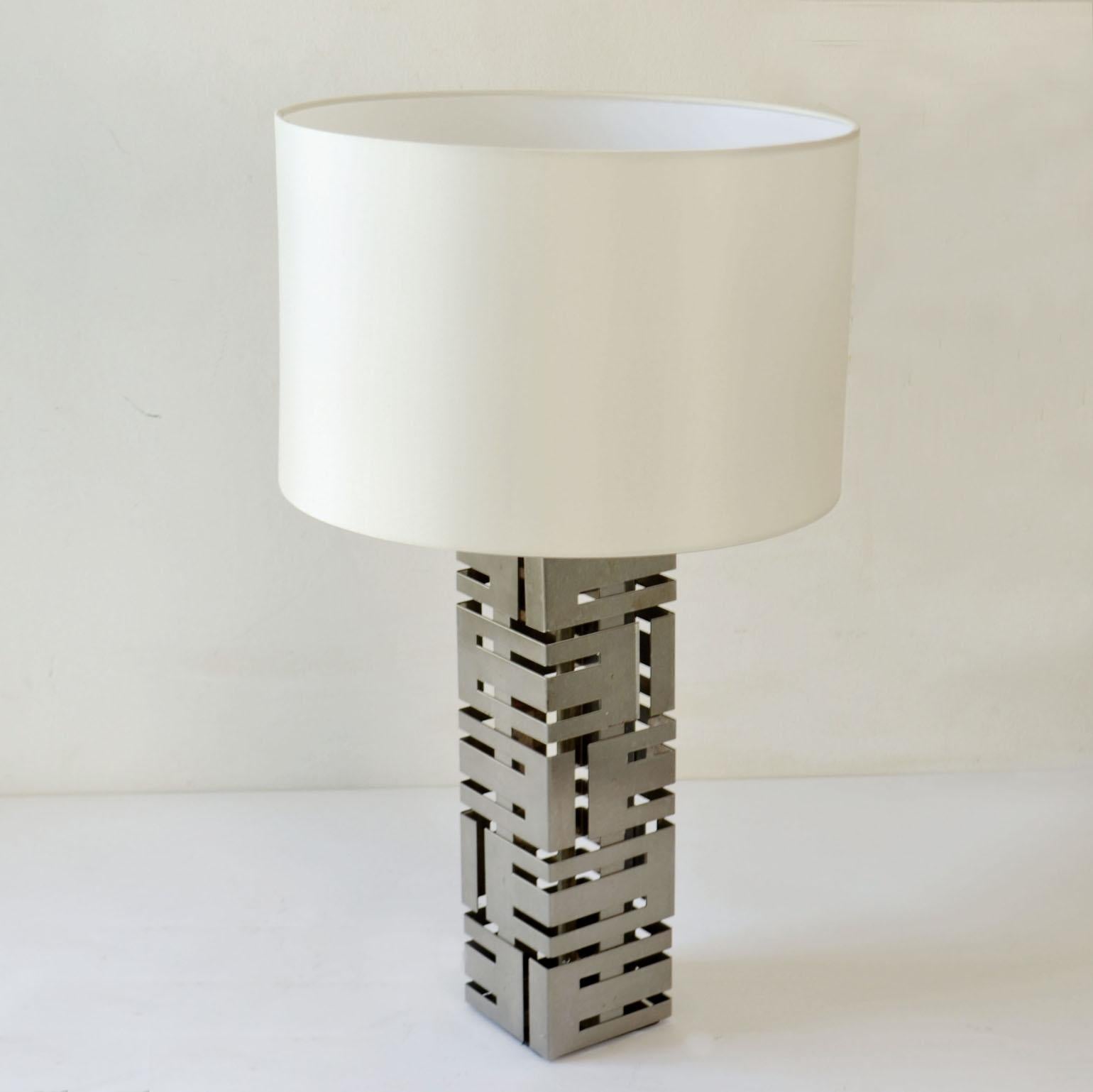 Two Square Stainless Steel Table Lamps by Laurel Company 7