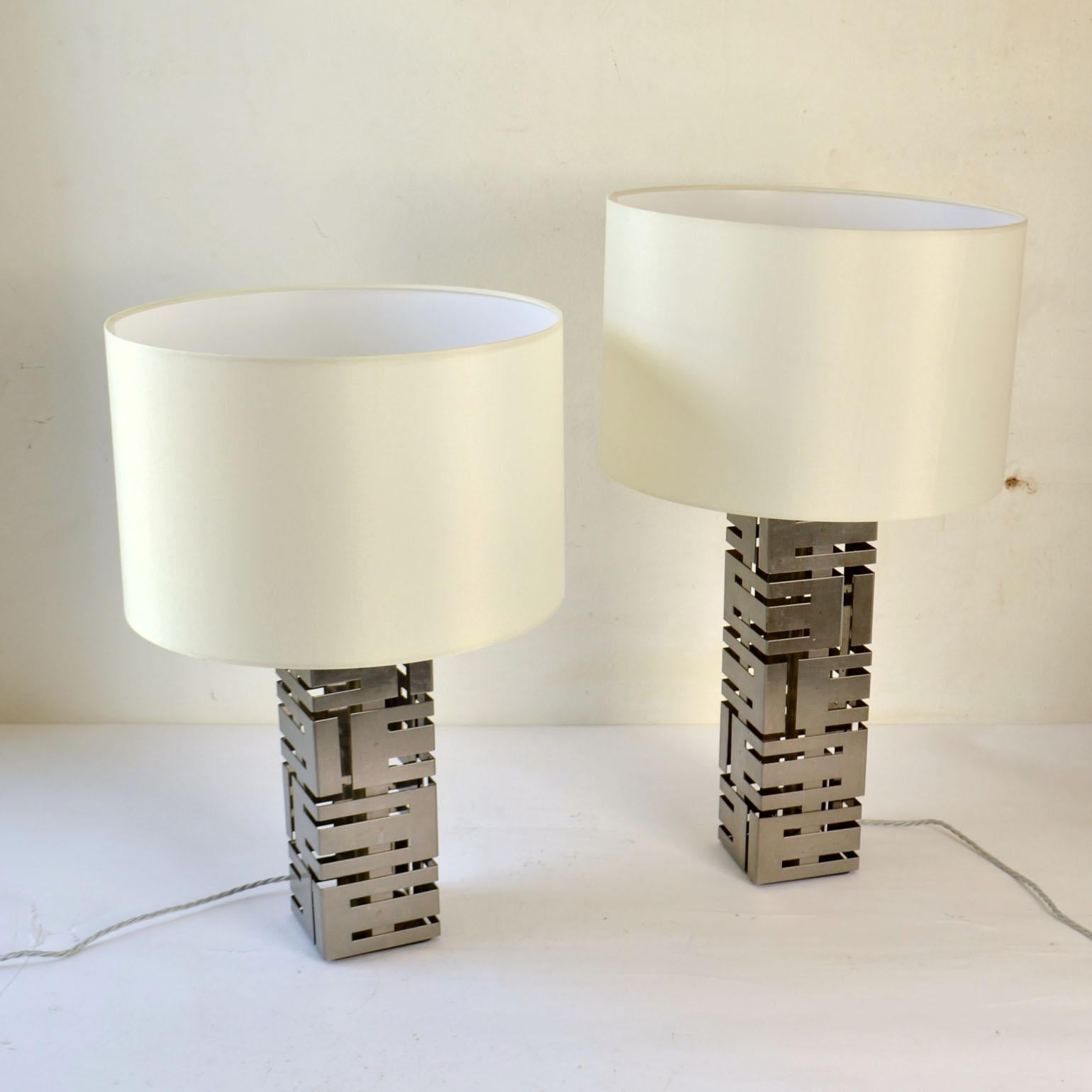 Two Square Stainless Steel Table Lamps by Laurel Company 9