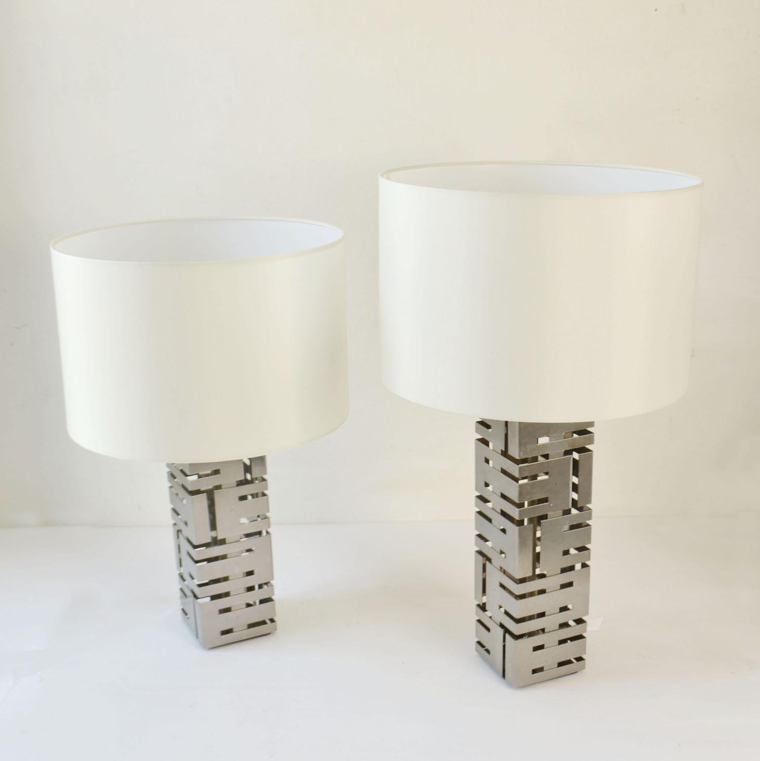 Two Square Stainless Steel Table Lamps by Laurel Company 10