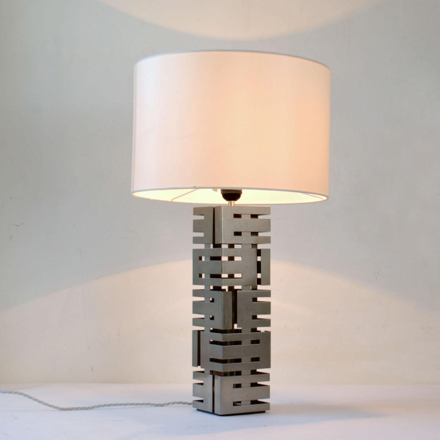 American Two Square Stainless Steel Table Lamps by Laurel Company