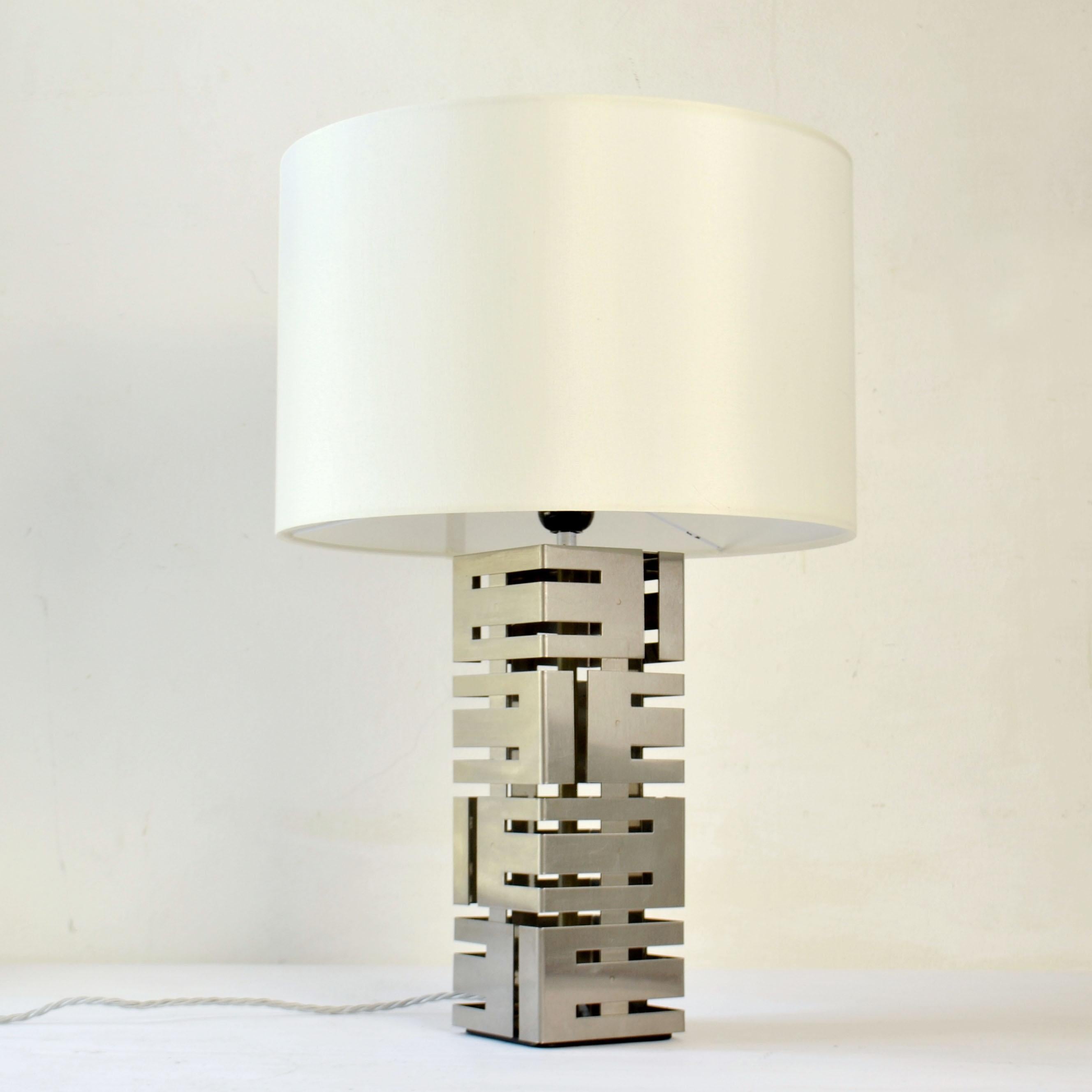 Mid-20th Century Two Square Stainless Steel Table Lamps by Laurel Company