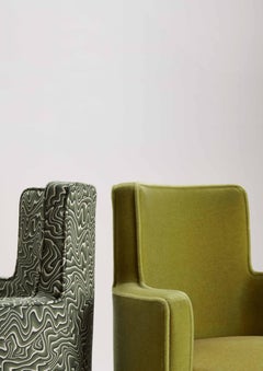 Two Step Swivel Game or Vanity Chair in Mohair Lichen, Made in UK by Sister