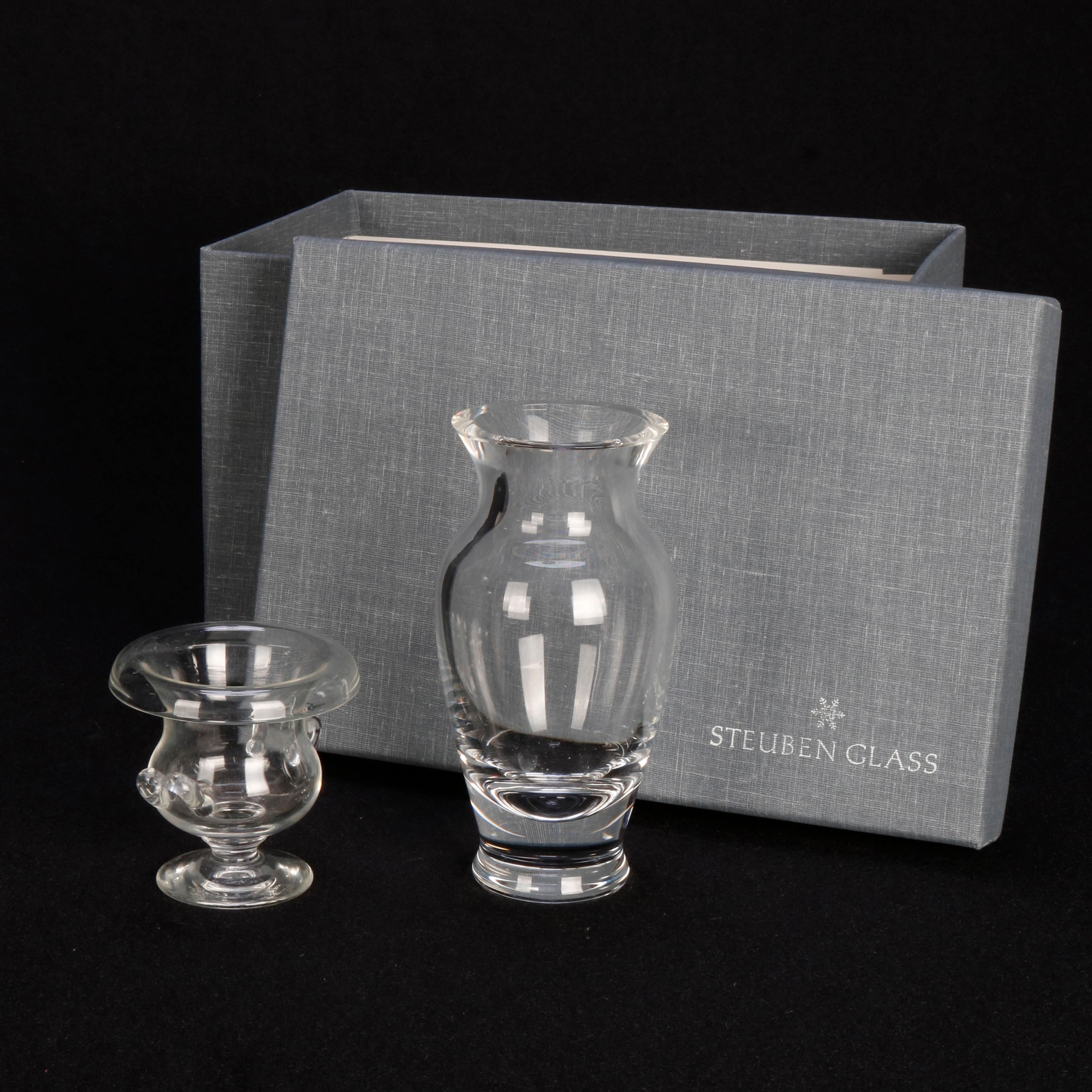 Two Steuben Glass Works Crystal Vases, 20th Century 1