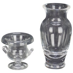 Vintage Two Steuben Glass Works Crystal Vases, 20th Century