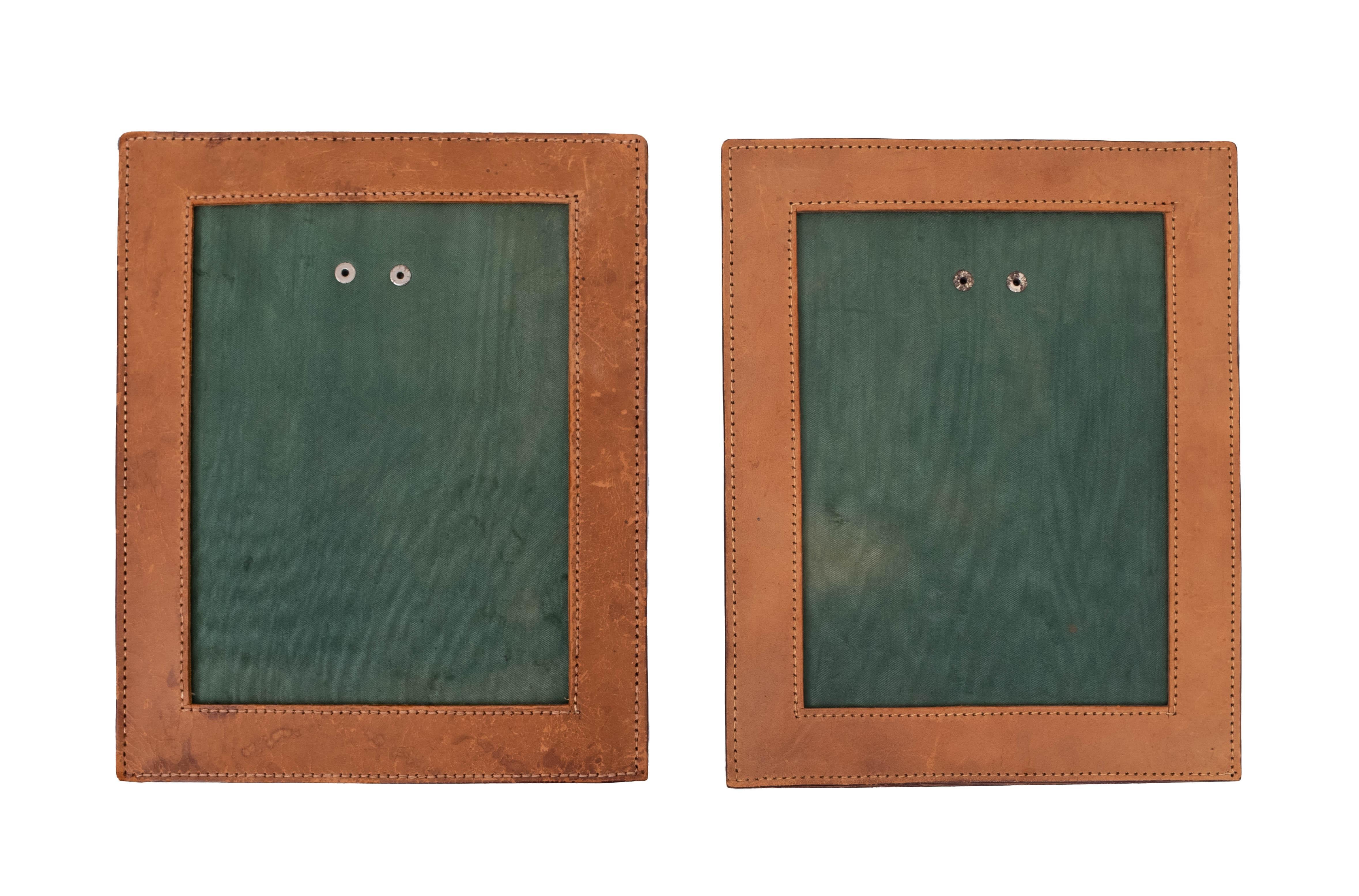 Mid-Century Modern Two Stich Leather Photo Frames 1960s France