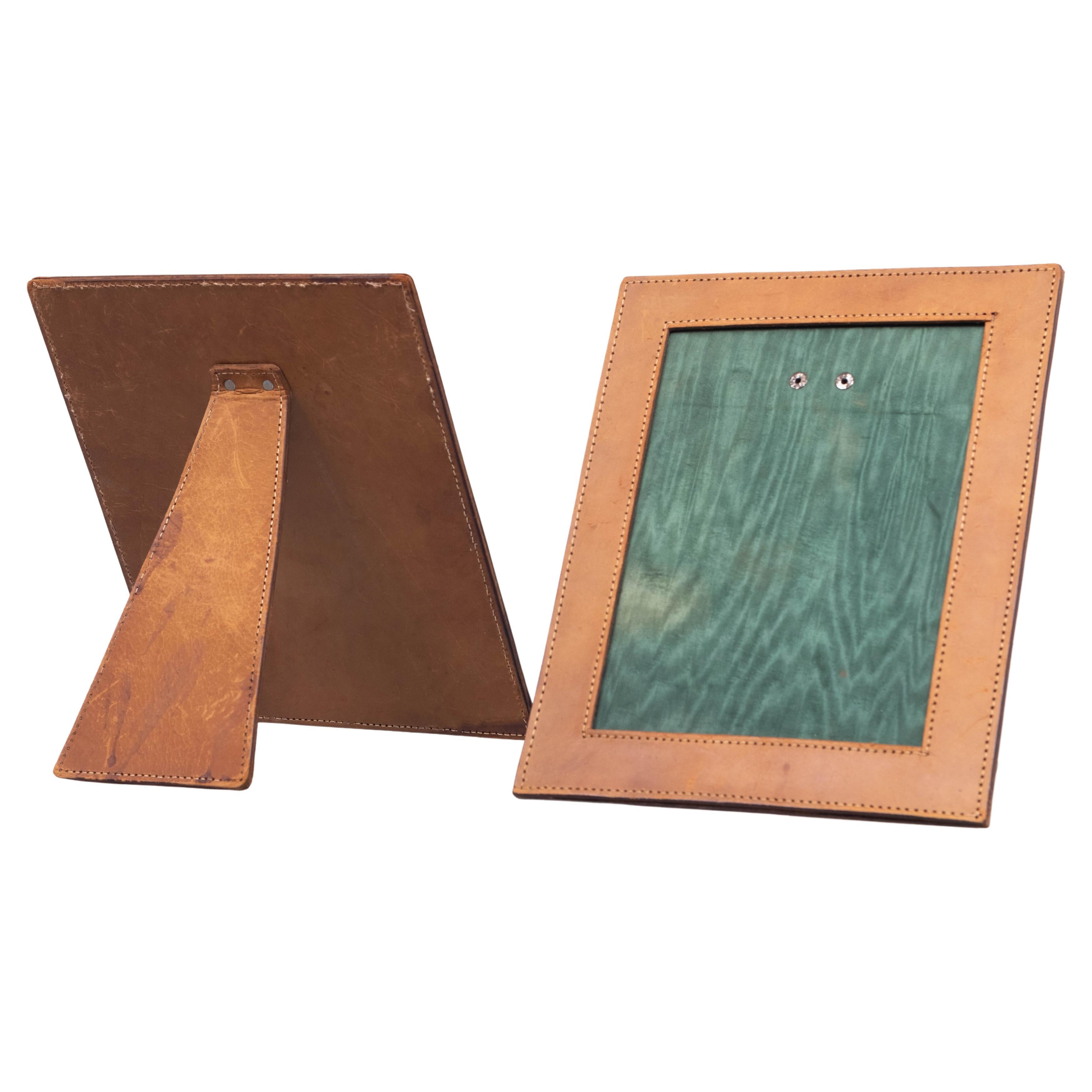Two Stich Leather Photo Frames 1960s France