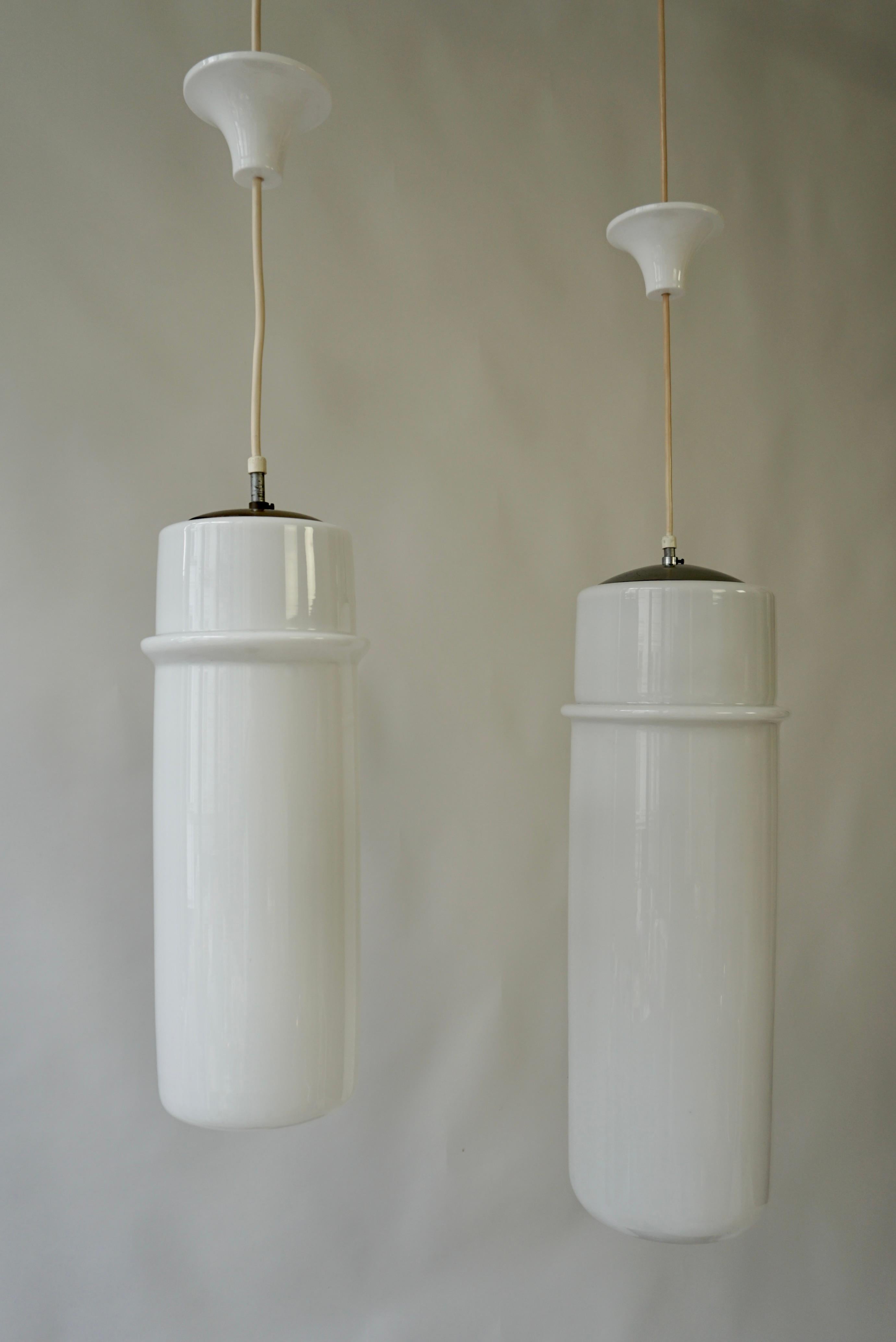 Two Stilnovo Pendant Lamps in Murano Glass and Brass, Italy, 1960s. For Sale 1
