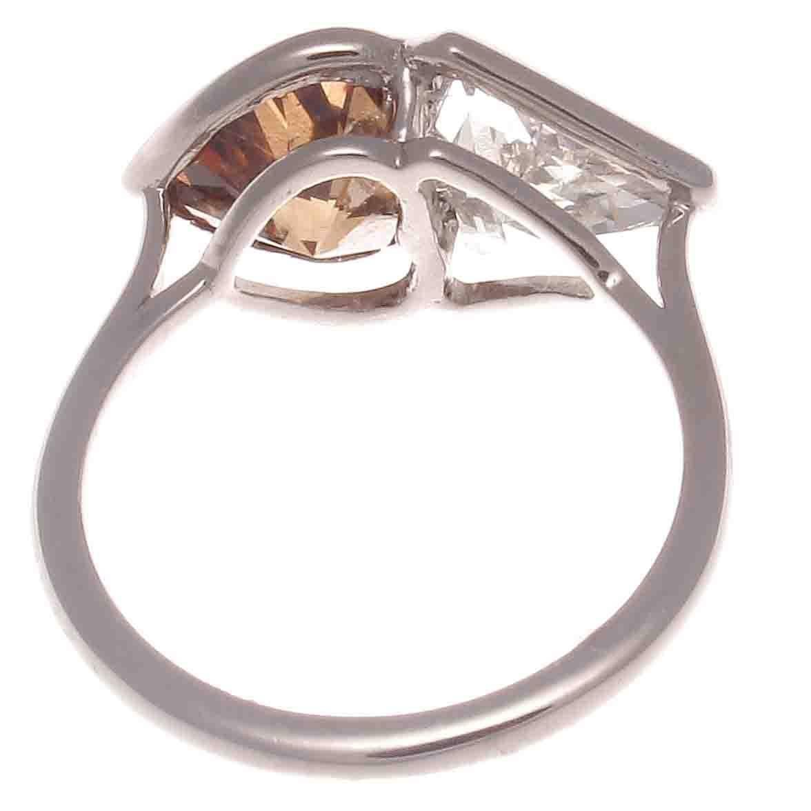 Heart Cut Two-Stone Diamond Platinum Ring