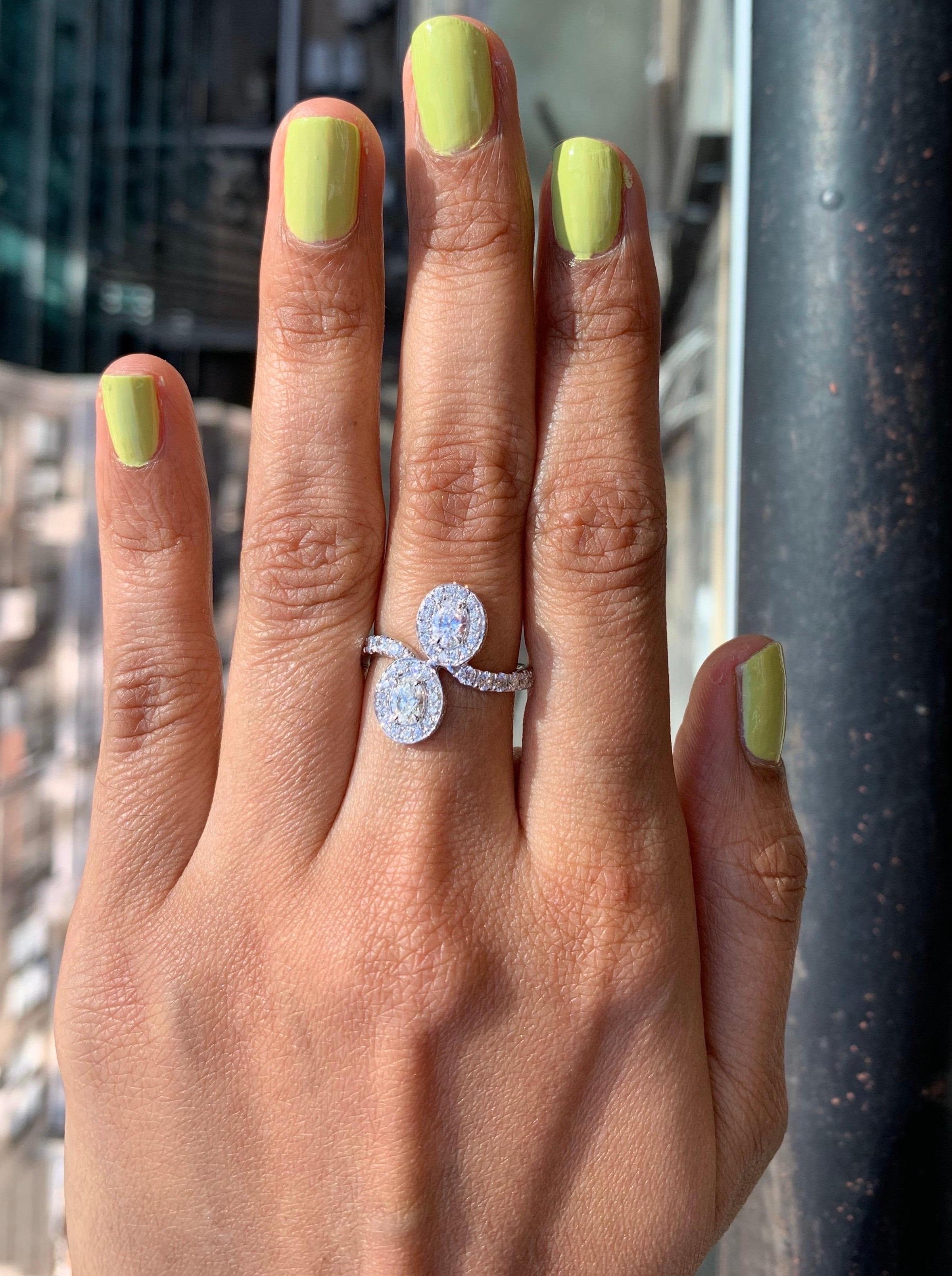 Women's Forever Us Oval Diamond Ring in 18 Karat White Gold For Sale