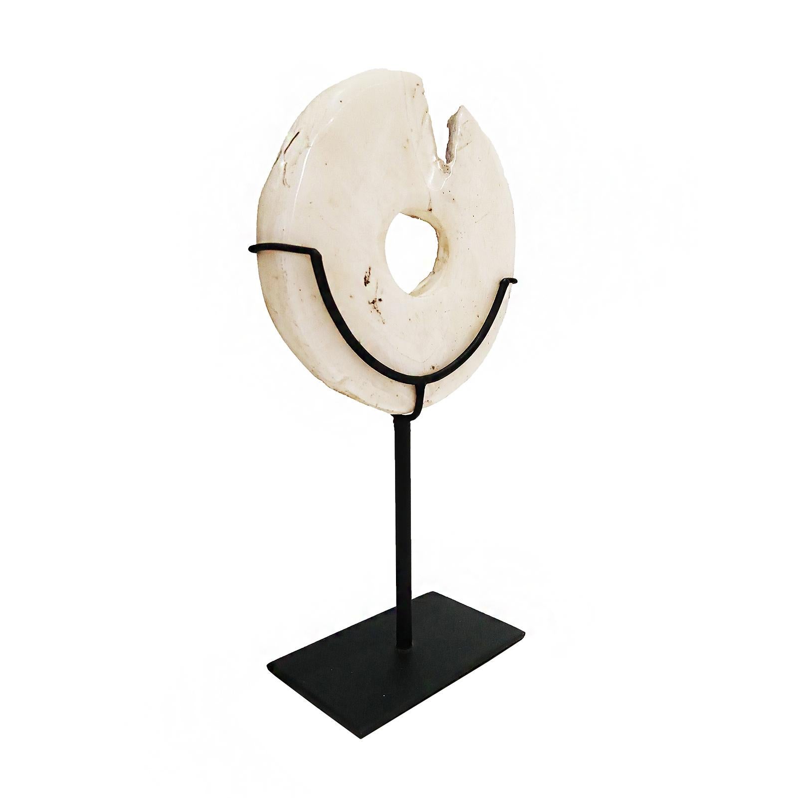 Contemporary Two Stone Disks from Indonesia, Mounted For Sale