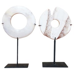Used Two Stone Disks from Indonesia, Mounted