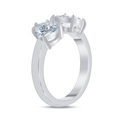 Two Stone Emerald Cut and Pear Shape Diamond Engagement Ring 1.00 Carat