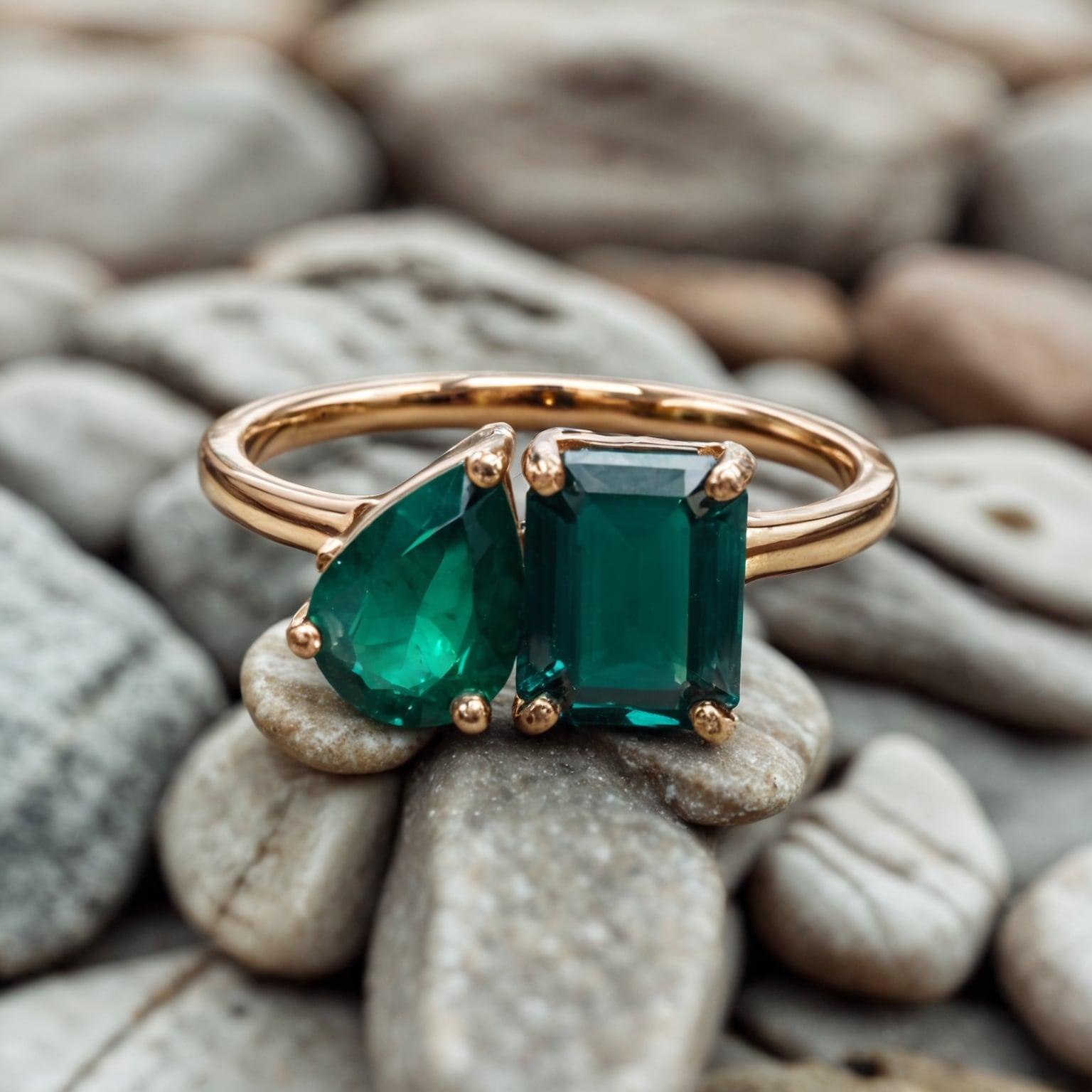 Im Angebot: Emerald & Pear Cut 14K (or 18k upon request) Yellow Gold Diamond Ring () 3