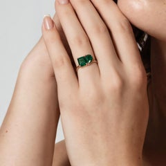 Emerald Gemstone 14K (or 18k upon request) Yellow Gold Ring