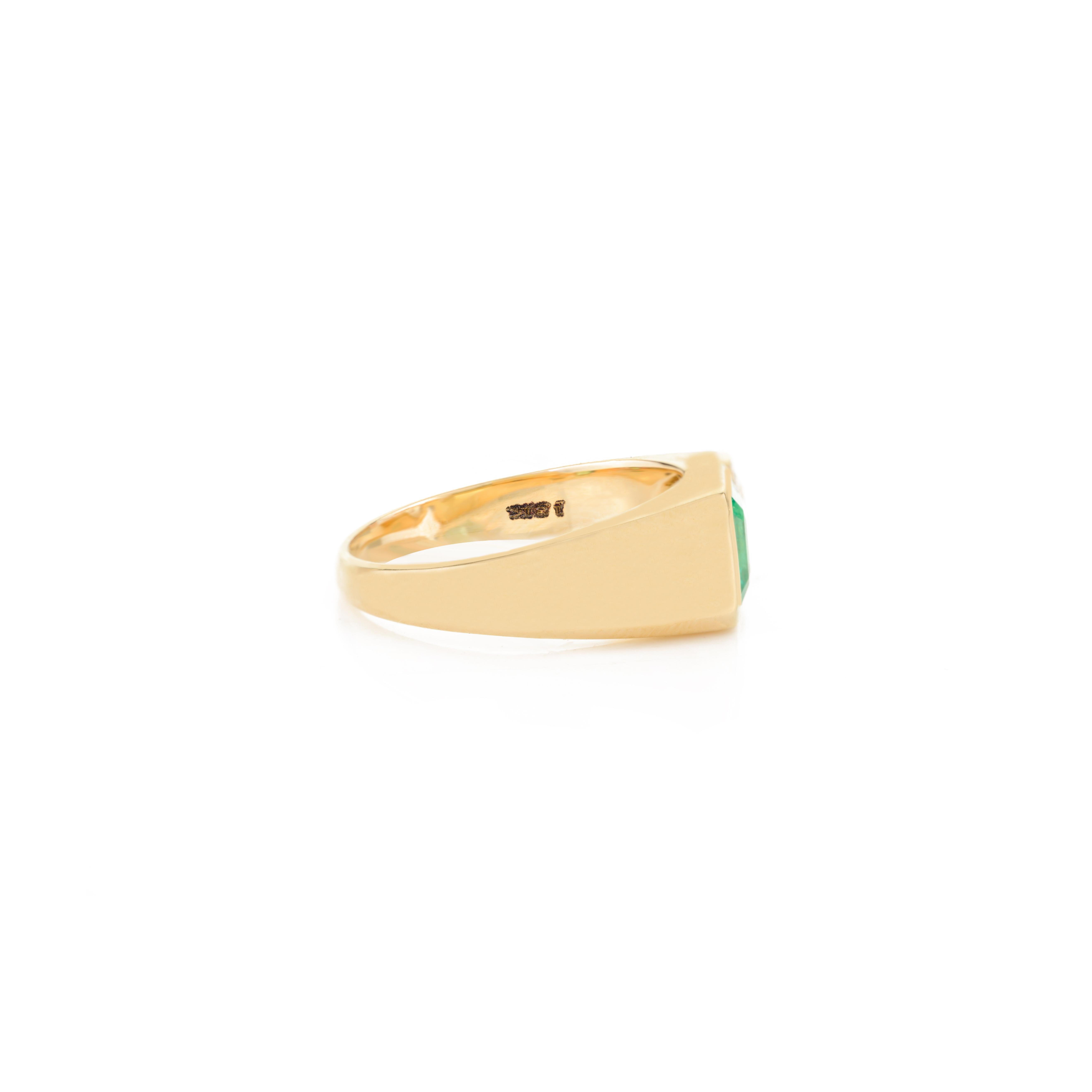 For Sale:  Two Stone Genuine Cushion Emerald Diamond Ring for Her in 18K Solid Yellow Gold 4