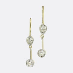 Two-Stone Old Cut Diamond Drop Earrings