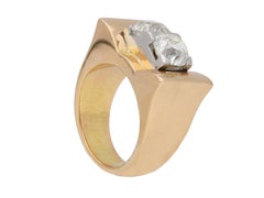Two stone old mine diamond cocktail ring, French, circa 1940