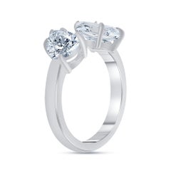 Two Stone Pear Cut and Princess Shape Diamond Engagement Ring 1.00 Carat