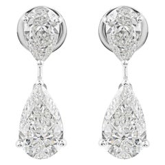 Zwei Stein Birne SI/H Diamant Tropfen Ohrringe 14 Karat Weißgold Feiner Schmuck Zwei Stein Birne SI/H Diamant Tropfen Ohrringe 14 Karat Weißgold Feiner Schmuck