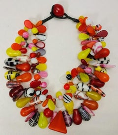 Two Strand Glass Multicolored Mali African Fulani Wedding Bead Necklace