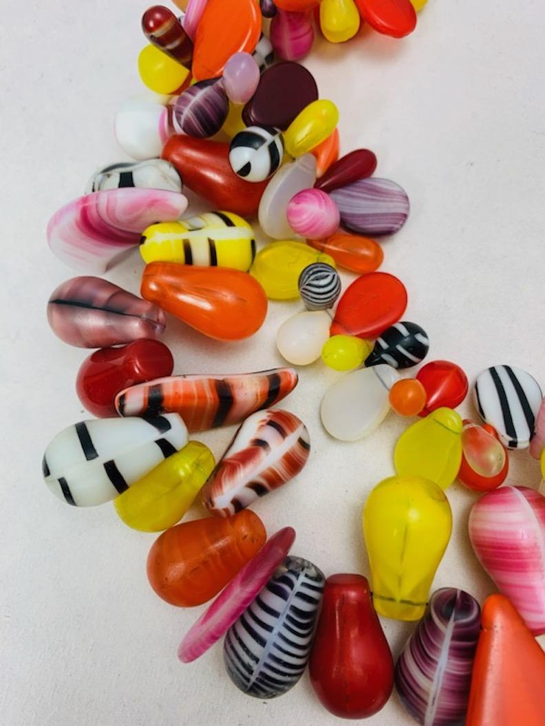 Two Strand Glass Multicolored Mali African Fulani Wedding Bead Necklace In Good Condition For Sale In Point Richmond, CA