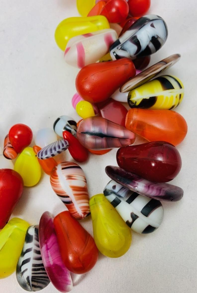 Two Strand Glass Multicolored Mali African Fulani Wedding Bead Necklace For Sale 1