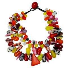 Two Strand Glass Multicolored Mali African Fulani Wedding Bead Necklace
