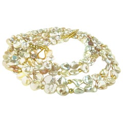 Gemjunky 38 Inch Two Strand Iridescent Pearl Necklace