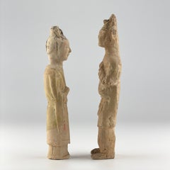 Two Straw-Glazed Pottery Figures of Court, Sui-Tang dynasty