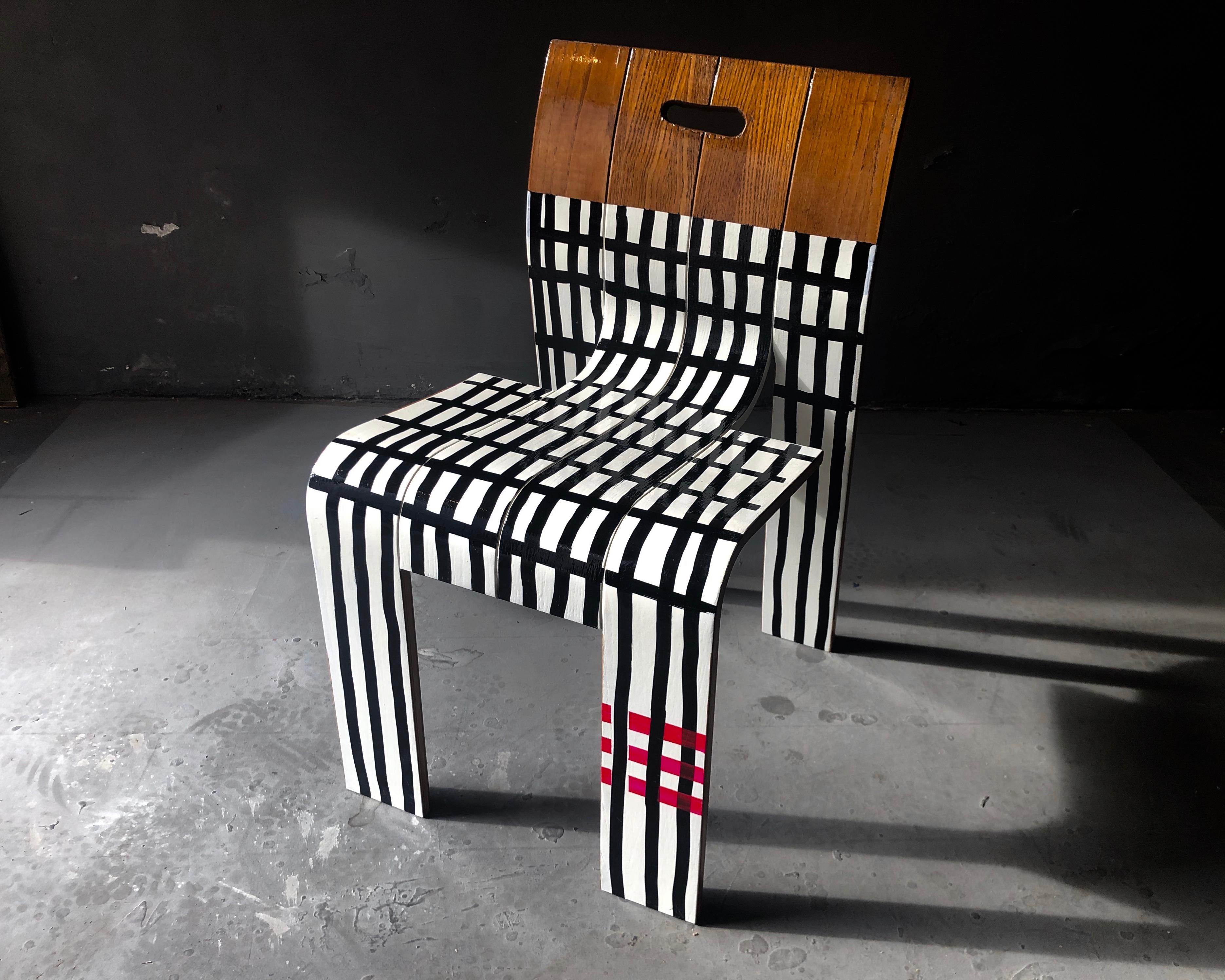 Deux chaises à rayures contemporaines de Markus Friedrich Staab Bon état - En vente à Frankfurt am Main, DE