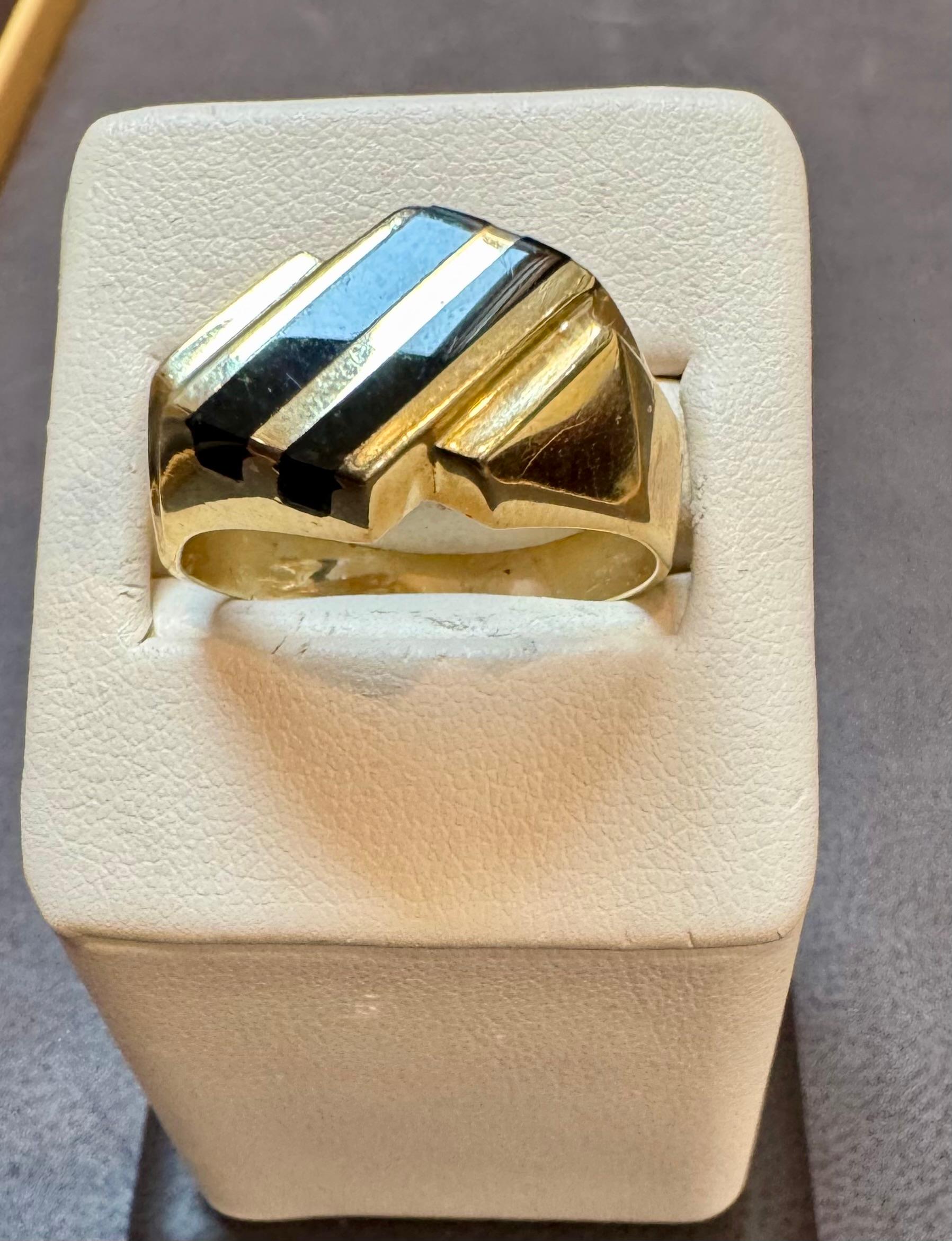 Two Stripes Noir Onyx Hommes  Bague jaune 14 carats  Or, Taille 11, UNISEX en vente 6