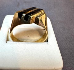 Two Stripes Schwarz Onyx Herren Ring 14 Karat Gelb Gold, Größe 11, UNISEX, UNISEX
