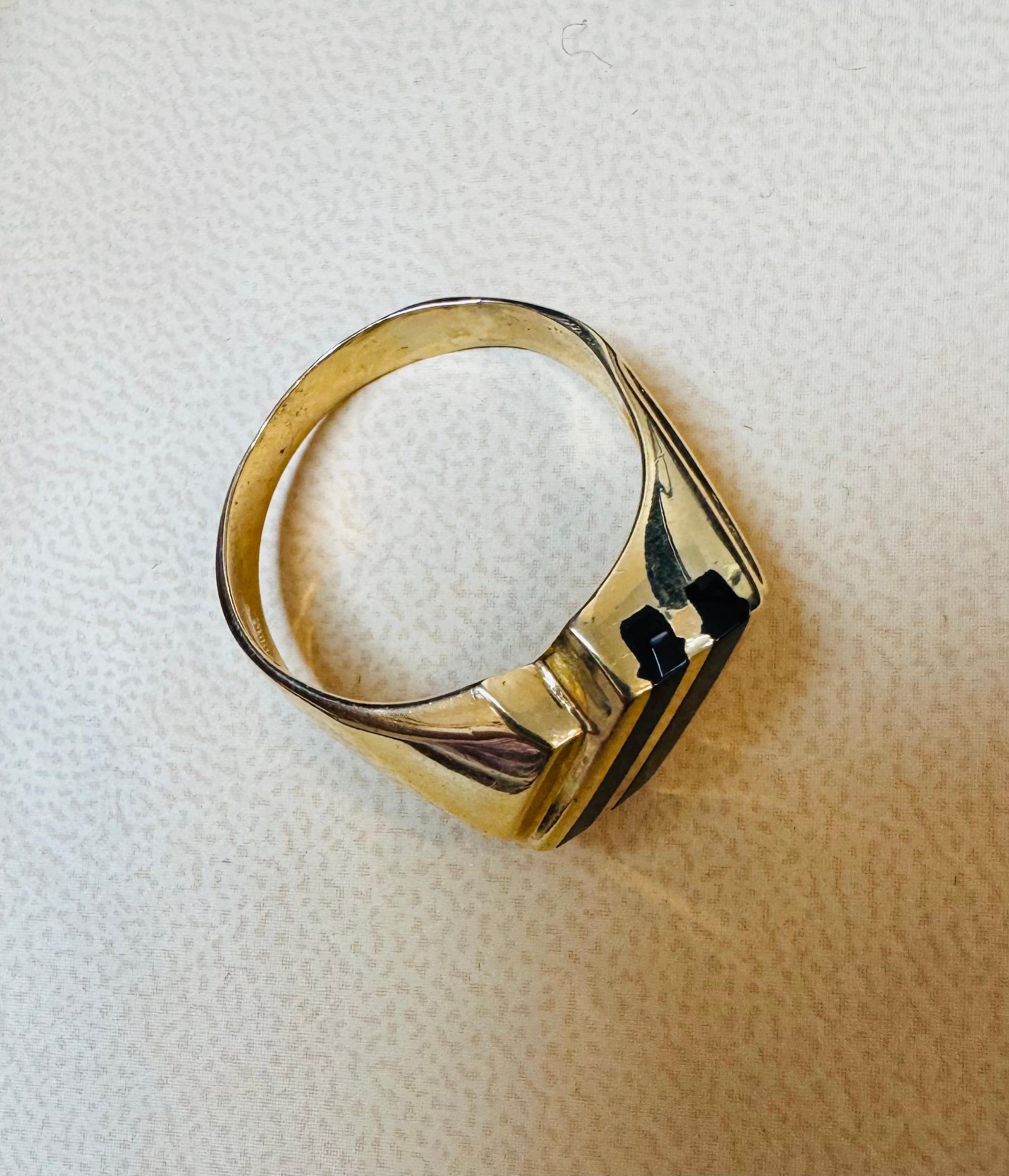 Two Stripes Noir Onyx Hommes  Bague jaune 14 carats  Or, Taille 11, UNISEX Unisexe en vente