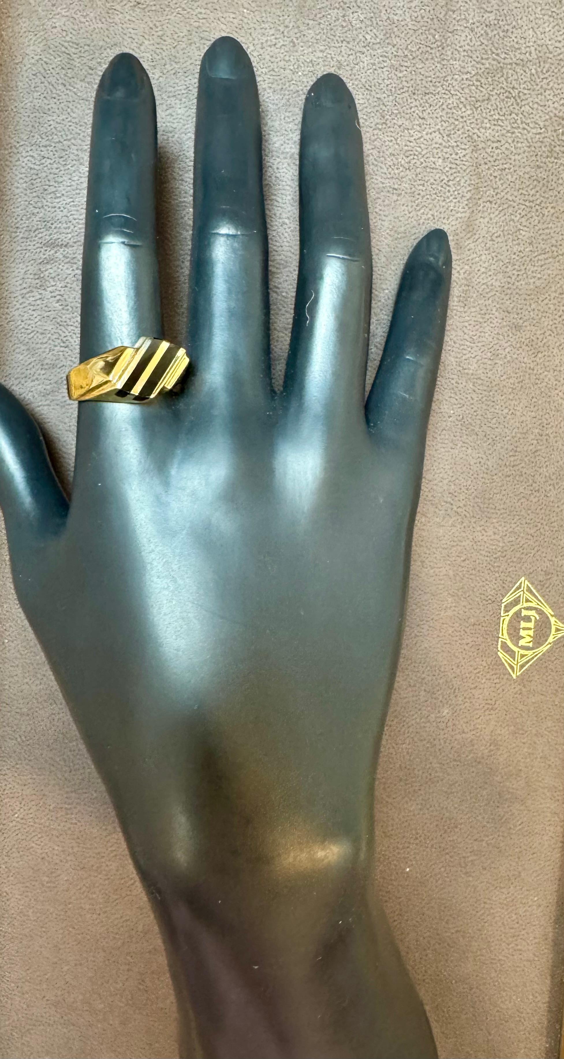 Two Stripes Noir Onyx Hommes  Bague jaune 14 carats  Or, Taille 11, UNISEX en vente 2