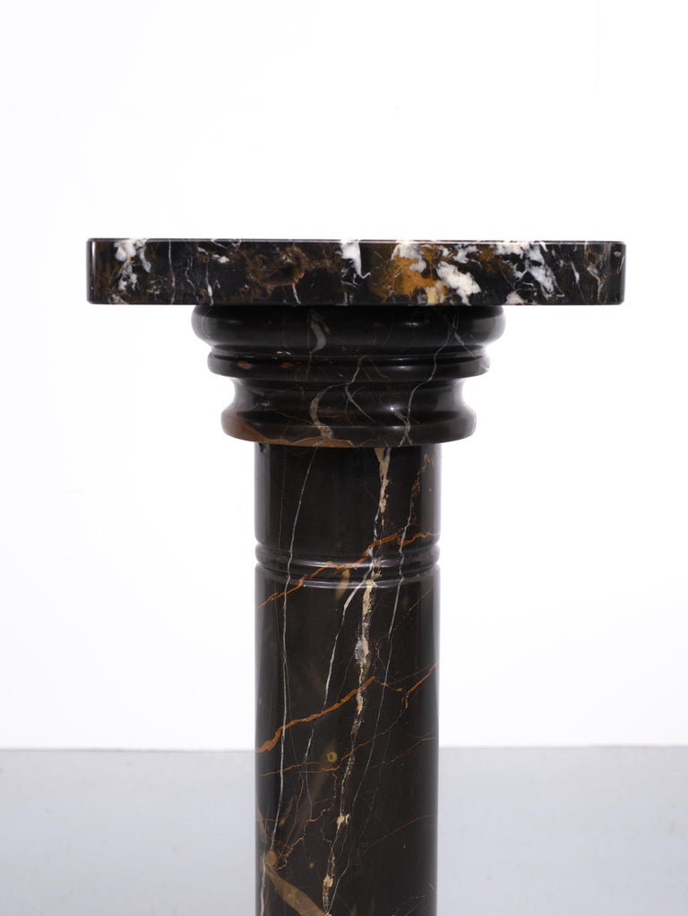 Two Stunning Black Portoro Marble Pedestals, Italy For Sale at 1stDibs