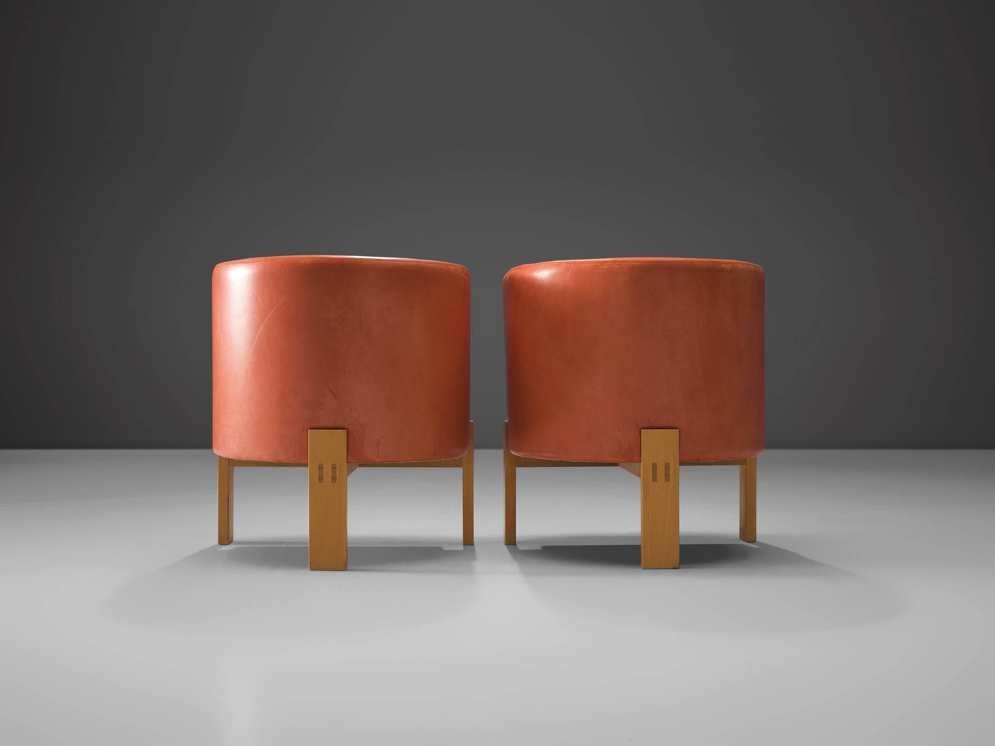 Erik Kalström High Back Coral Leather Chairs 3