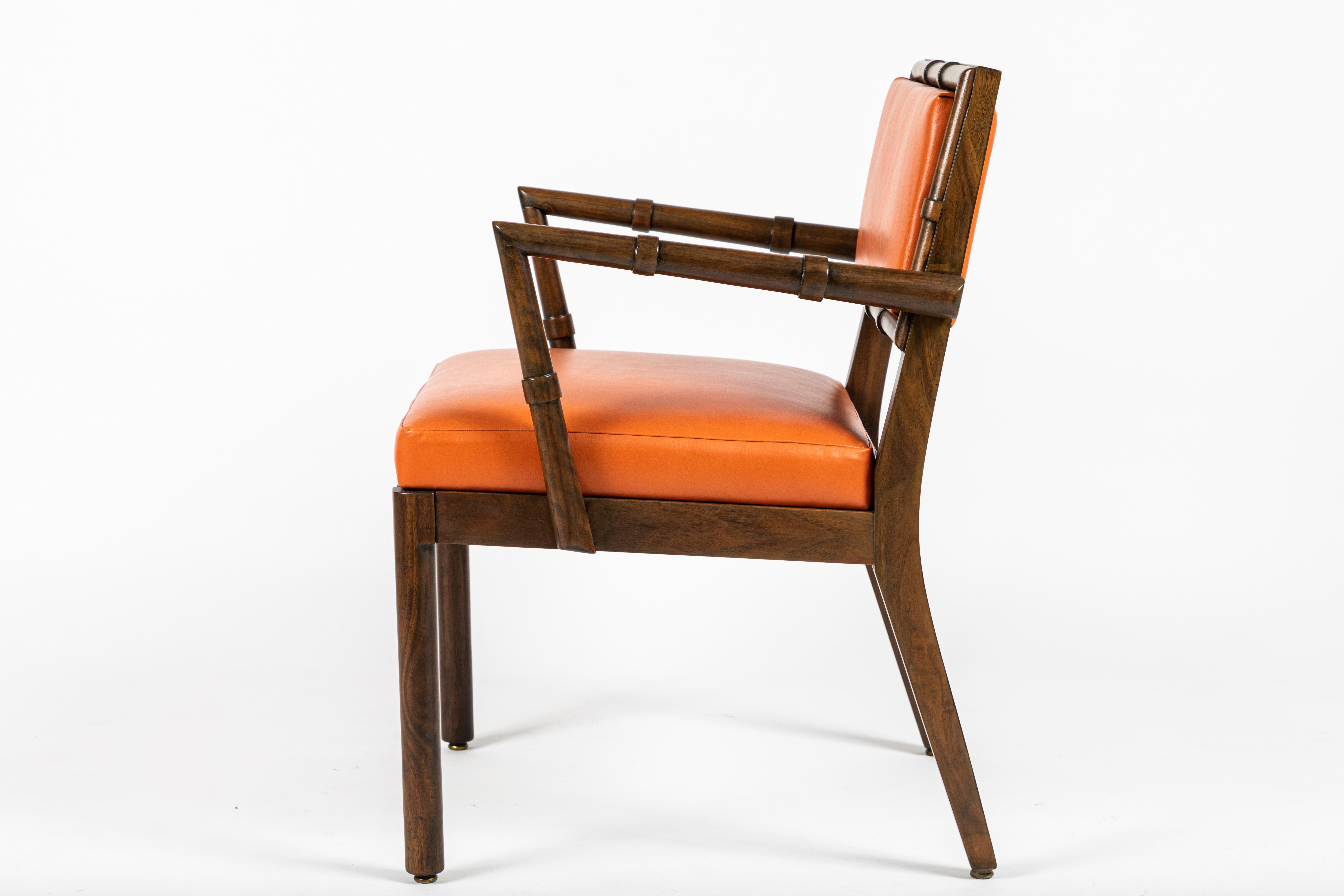 Stained Two Stylized Bamboo Framed Armchairs by William Haines