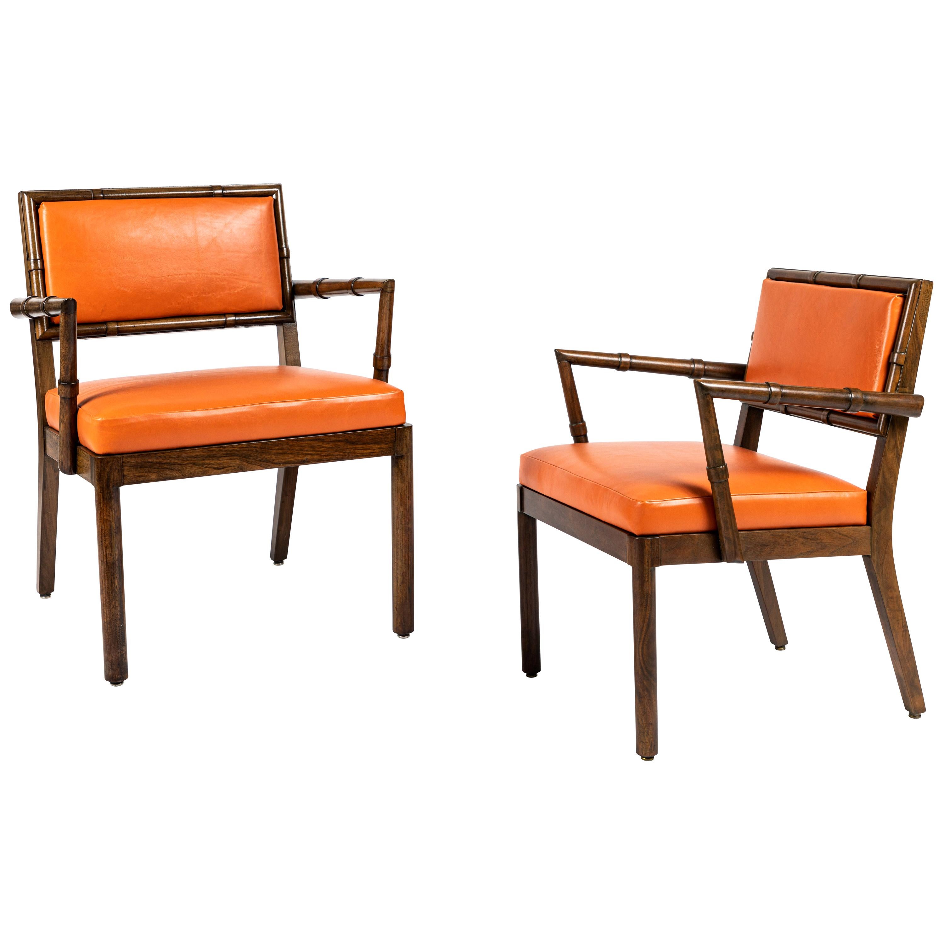 Two Stylized Bamboo Framed Armchairs by William Haines