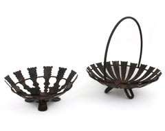 Tafelaufsätze / Obstschalen mit Sonnenschliff, Schmiedeeisen, 1950er Jahre
