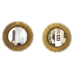 TWO  Sunburst Gilt Metal Mirrors