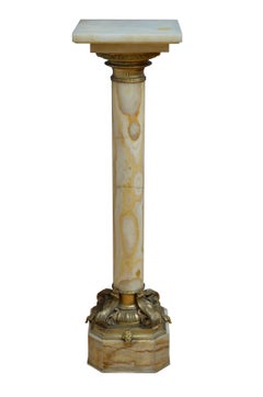 Two Superb Antique Marble Columns - Onyx Pedestals