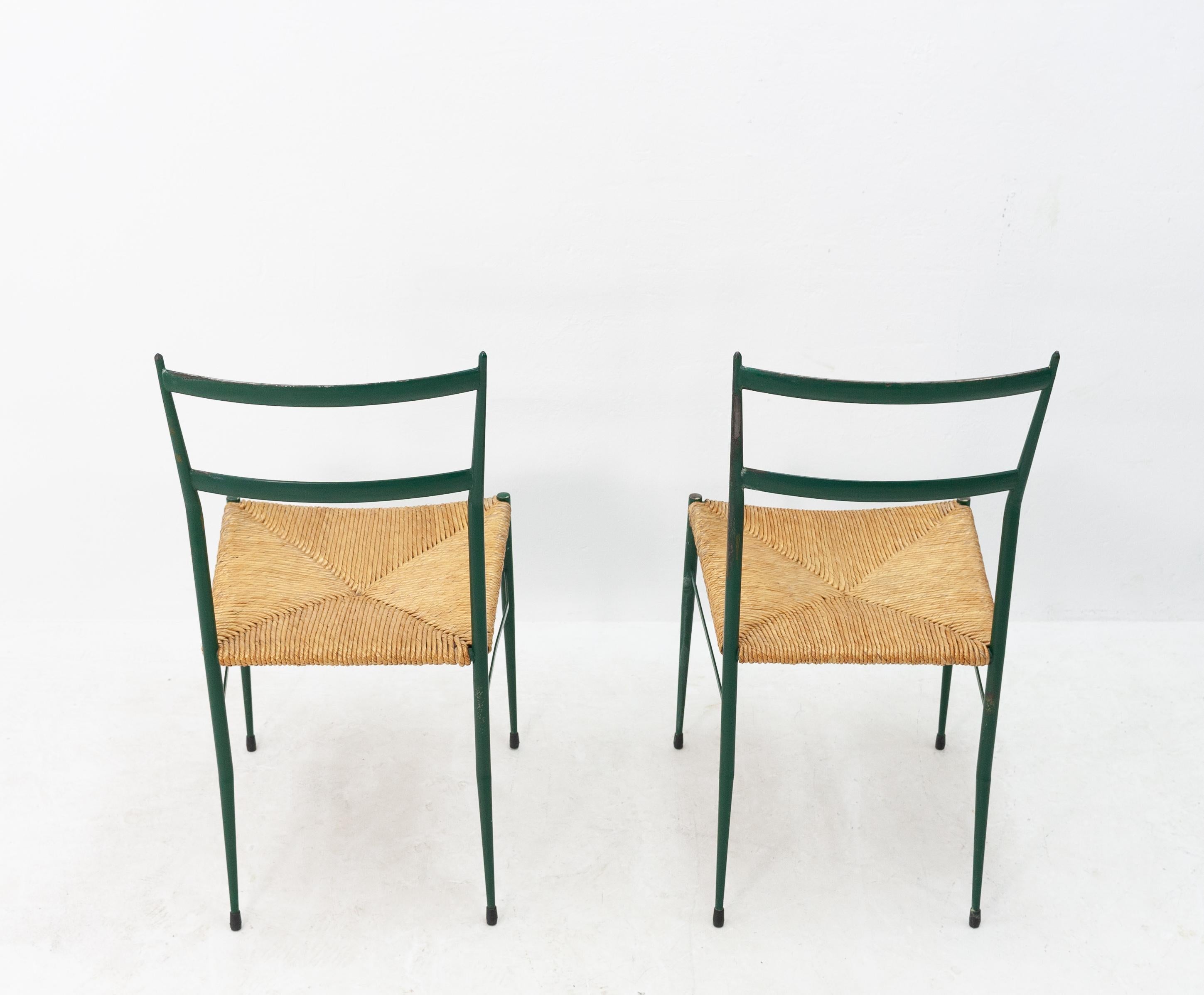 Two metal 'superleggera' style chairs attributed to Gio Ponti. These chairs where sold in the famous Dutch warehouse 